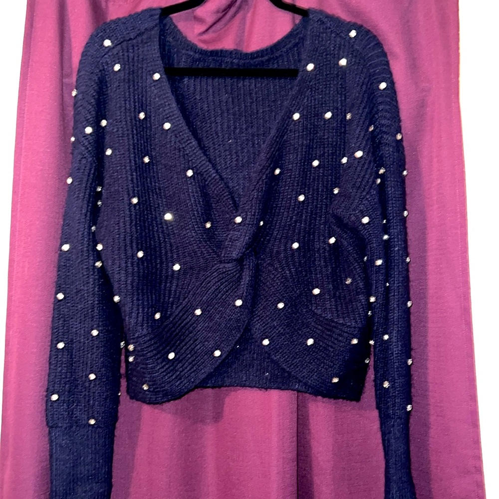 EXPRESS Reversible Rhinestone Twist Sweater Small - Picture 4 of 6